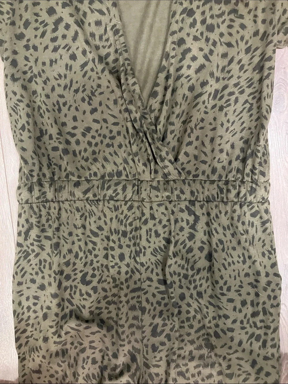 Treasure & Bond Olive and Black Leopard-Spot Jumpsuit, Like New, Size 10/12